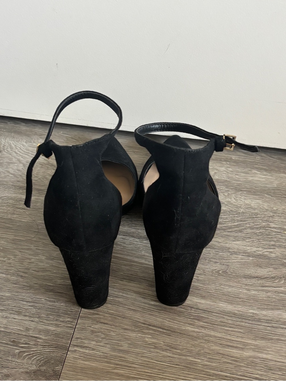 Aldo Black Pointed Toe Ankle-Strap Block Heels - Picture 8 of 8